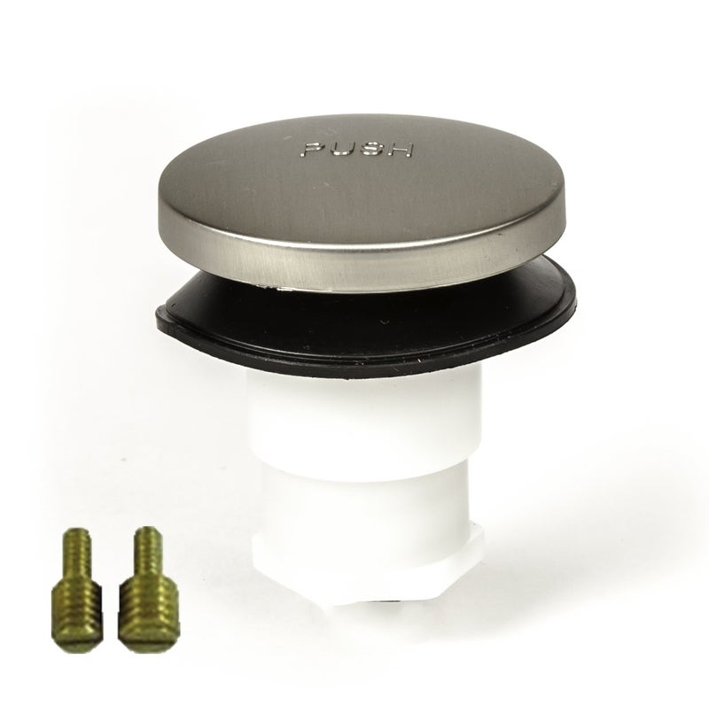PermaFLOW Toe Touch (Tip Toe, Foot Actuated) Bath Tub/Bathtub Drain Stopper Includes 3/8" and 5/16" Fittings Brushed Nickel - Image 1